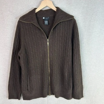 Cárdigan Carole Little para mujer con cremallera completa talla 1X lana de cordero tejido con cable Cabincore Foto 1 de 4