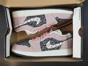 Size 6.5Y Nike Air Jordan 1 Low SE GS “Floral” Platinum Violet Sail, FJ3445-001 - Picture 1 of 14