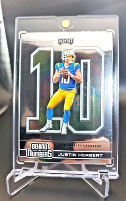 Justin Herbert ROOKIE 2020 PLAYOFF "BEHIND THE NUMBERS" SILVER RC  L.A. CHARGERS - Image 1 of 4