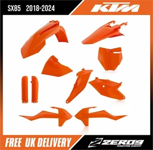 KIT PLÁSTICOS KTM SX85 2018-24 GAS MC85 2021-24 INCLUYE PROTECTORES HORQUILLA NARANJA - Imagen 1 de 2