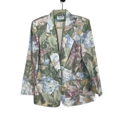 Chaqueta Alfred Dunner 10 Verde Floral Femenina Boho Western Oficina Neutral Retro  Foto 1 de 4