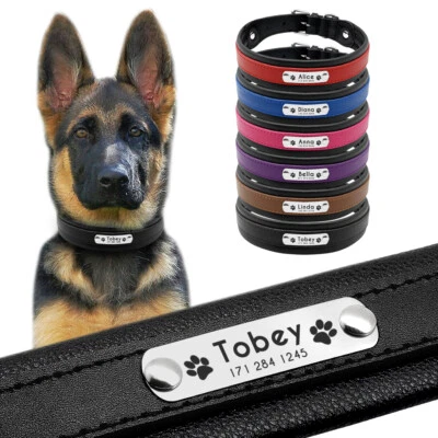 Collar de perro personalizado grabado nombre de identificación personalizado razas grandes pastor alemán Foto 1 de 4