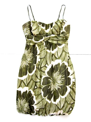 De Colección Trixxi Verde Marfil Floral Elastizado Correa de Espagueti Imperio Tanque Vestido Sin Mangas L Foto 1 de 4