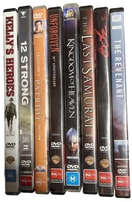 DVD War/Drama Bundle Lot X8 VGC Inc The Patriot, 12 Strong, The Revenant, 300 - Image 1 of 4