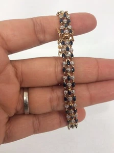 Gorgeous QVC sterling Silver 925 Vermeil Blue Stone Bracelet - Picture 1 of 3