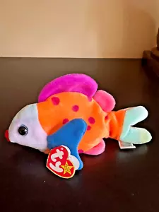 RARE RETIRED 1999 TY BEANIE BABY LIPS THE FISH WITH PE PELLETS/TAG ERRORS - Picture 1 of 12