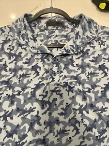 G/Fore Herren Kurzarm Camouflage Skull Print Pullover Poloshirt Gr. XXL - Bild 1 von 6