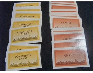 MONOPOLY Deluxe Edition GAME REPLACEMENT 32 CARDS CHANCE AND COMMUNITY CHEST - Picture 1 of 2