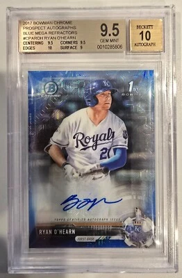 2017 Bowman Chrome Blue Mega Ryan O'Hearn Autograph 081/150 BGS 9.5 w/10 Auto - Image 1 of 2