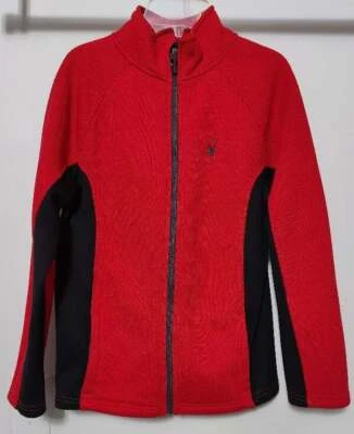 Boys L 14/16 Black & Red Spyder Zip Up Jacket Fleece Waffle Knit - Image 1 of 4