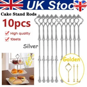 10 Set 3 Tiers Cake Plate Cupcake Stand Rack Fittings Handle Rod Wedding Party - Picture 1 of 15