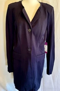 CABI 5093 Lido Long Line Knit Jacket Navy Blue Ponte Coat Size M Classic Career - Picture 1 of 4