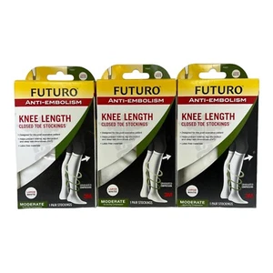 Medias Futuro Unisex L Anti Embolia Hasta la Rodilla Puntera Cerrada Blancas 71057 3 PK - Imagen 1 de 3