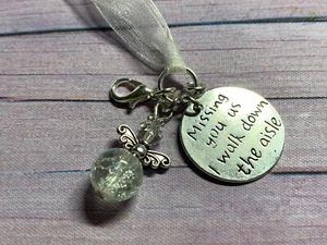 'Missing You as I Walk Down the Isle Guardian Angel Charm, Bouquet Charm - Picture 1 of 12