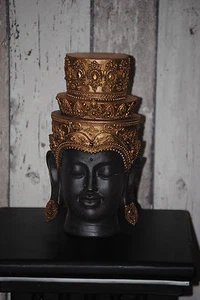 Buddha Kopf Deko Statue  Buddhakopf schwarz Gold  Buddha Figur Asia Feng Shui - Bild 1 von 6