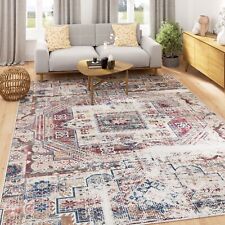Maroon Beige Non Slip & Washable Abstract Living Area Rugs and Carpet Runners