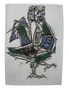 Hans Prähofer (1920-2005) Schreitender Hahn glasierte Keramik 4 Farben - Bild 1 von 5