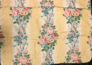 2 Vintage Croscill Princess Yellow Floral Stripe King Shams Cottage Country Core - Picture 1 of 11
