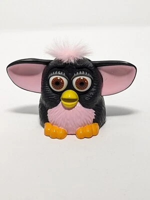 Juguete de comida para niños Furby Burger King 2005 negro con pelo rosa ojos marrones Foto 1 de 4