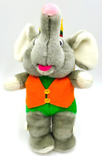 Kuddle Me Toys Elephant 15” Plush Orange Vest Green Shirt w/ Crown Standing