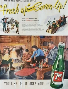 1946 7UP Soda anuncio vintage Diviértete juntos ser una familia recién hecha - Imagen 1 de 1