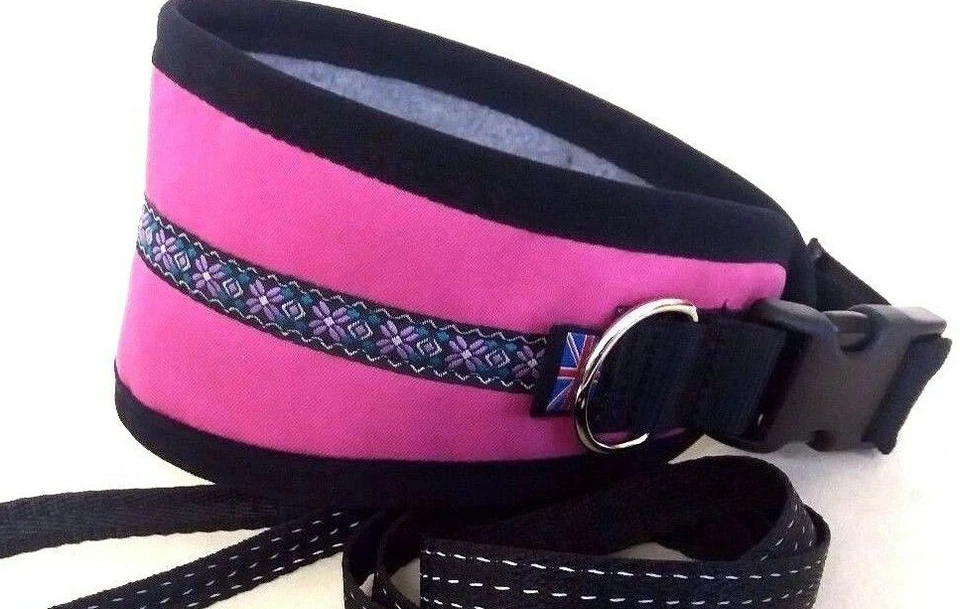 LEADTHEWAY GREYHOUND / LURCHER DOGs COLLAR FLEECE LINED ADJUSTs 13" - 17" ;;]]