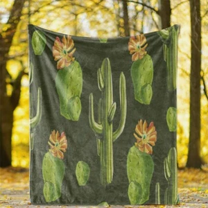 Tropical Plant Cactus Bedspread Sofa Throw Blanket Birthday Christmas Xmas Gift - Picture 1 of 28