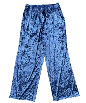 Pantalones de salón de pijama de terciopelo aplastado azul Sleep by Cacique-talla 14/16 Foto 1 de 4