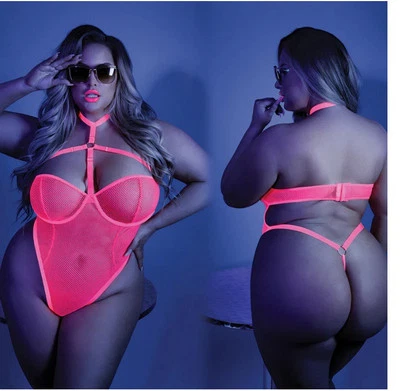 FANTASY LINGERIE-GLOW All Nighter Harnessed Bodysuit W/Open Back ONE SIZE QUEEN - Image 1 of 3