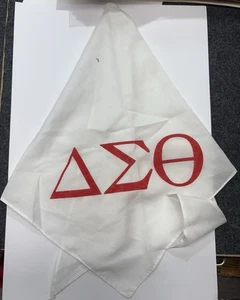 Delta Sigma Theta DST White Sorority Handkerchief / Napkin – Red Greek Letters - Picture 1 of 1