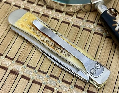 Case XX EE. UU. 6,5 Hueso Quemado Ciervo 65345 Acero Inoxidable Trampero con Clip Navaja de Bolsillo Foto 1 de 4