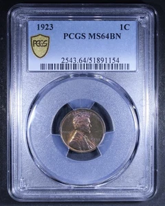 1923 Lincoln Wheat Cent - 1c PCGS MS64 BN - Brown - PCGS Gold Shield - Picture 1 of 4