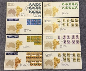 Australia Registered FDC Lot (8) GPO Melbourne 1971-74 Blocks Backstamps - Picture 1 of 11