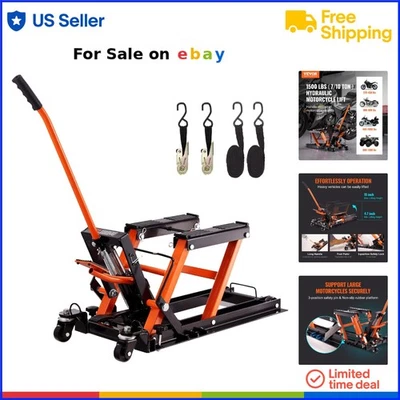 Elevador hidráulico para motocicleta acero 1500 libras capacidad ATV tijera gato portátil Foto 1 de 4