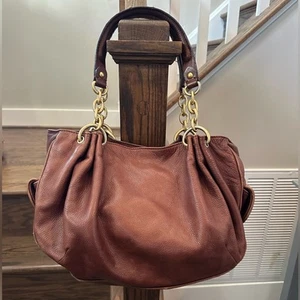 Vintage Juicy Couture Brown Leather Shoulder Bag Purse Y2K - Picture 1 of 16