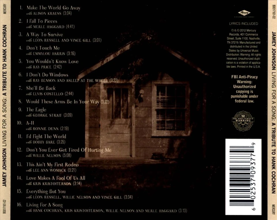 JAMEY JOHNSON (GUITAR) - LIVING FOR A SONG: A TRIBUTE TO HANK COCHRAN NEW CD Foto 1 de 1