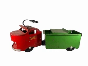 Vintage Garland Red & Green Hydra Day Night Towing Ride On Dump Truck GREAT¥ - Picture 1 of 16