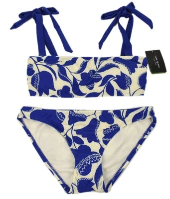 KATE SPADE Blue Berry FLORAL Shoulder Bowtie 2 Piece Swim Bikini SMALL NWT - Изображение 1 из 2