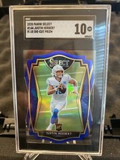 Justin Herbert Select Blue Prizm Die-Cut Rookie Card SGC 10 Los Angeles Chargers