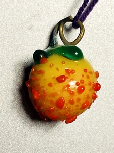 Vintage Lampwork Glass Charm Peach or Apple Crackerjack Christmas Cracker Toy - Picture 1 of 2