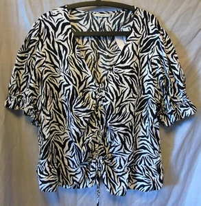 Black White Patterned Blouse Top Size 22 George - Picture 1 of 2