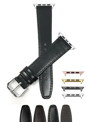 BANDINI Leather Watch Band for Apple Watch 11 10 9 8 42mm 41mm 40mm 38mm and Extra Long