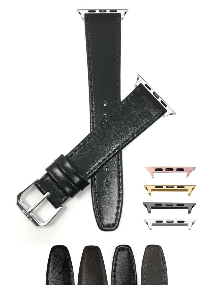 BANDINI Leather Watch Band for Apple Watch 11 10 9 8 42mm 41mm 40mm 38mm and Extra Long