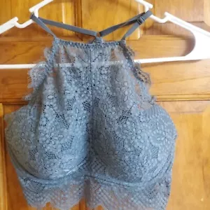 Victorias Secret Pink high neck lace push up underwire blue (AA-C) - Picture 1 of 6
