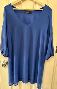 Lulu's Peek a Boo Shoulder Shift Dress Blue Size S Small Womens Chiffon EUC - Picture 1 of 7
