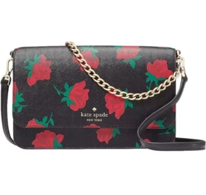 NUEVO Bolso Bandolera Bolso de Mano Kate Spade New York Madison Rosa Toss Estampado Solapa - Imagen 1 de 7