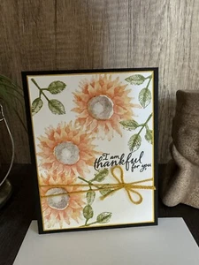 Handmade Sunflower "Thankful" Greeting Card - Stampin’ Up - Picture 1 of 10