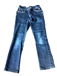 Justice Girls Youth Blue Regular Jeans Size 8R Embroidered Logo Denim VGUC - Picture 1 of 9