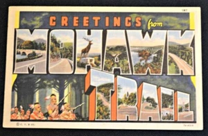 Greetings Mohawk Trail MA Massachusetts Bubble Letters Postcard PC 1946 Curteich - Picture 1 of 1