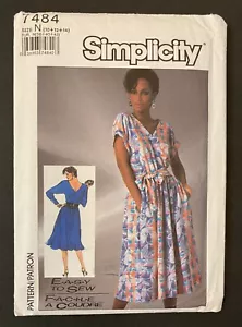 Vintage Simplicity Pattern 7484 Woman's Pullover Dress 2 Looks (Sizes 10-14) UC - Picture 1 of 3